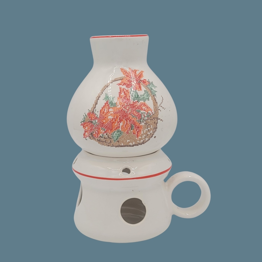 Love Mug Oil Warmer Potpourri Burner 1987 Country Cross Stitch Decor Vintage